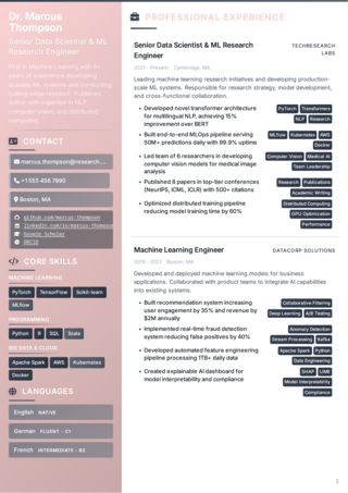 Professional Standard CV - Page 1