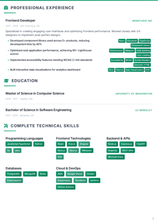 Minimal Sidebar Layout CV - Page 2
